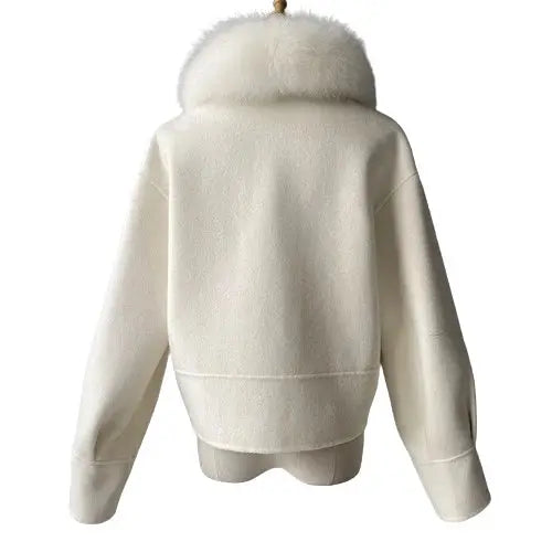 Cashmere jacket with large natural fur collar Family Shopolf