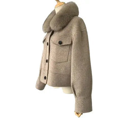 Cashmere jacket with large natural fur collar Family Shopolf