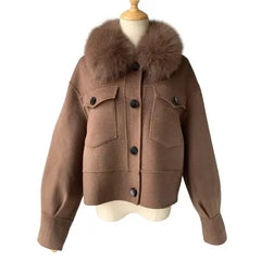 Cashmere jacket with large natural fur collar Family Shopolf