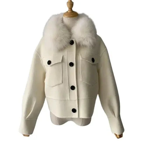 Cashmere jacket with large natural fur collar Family Shopolf