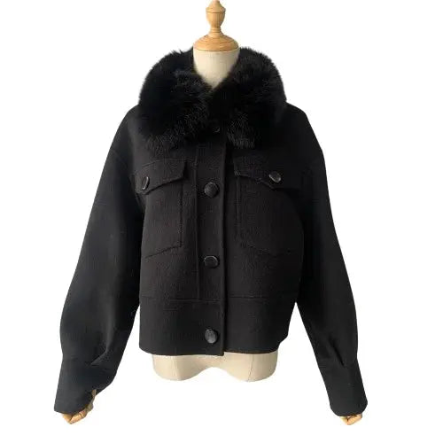 Cashmere jacket with large natural fur collar Family Shopolf
