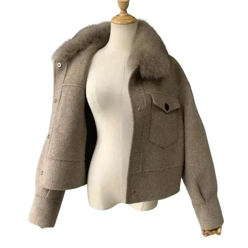 Cashmere jacket with large natural fur collar Family Shopolf