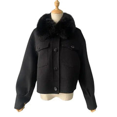 Cashmere jacket with large natural fur collar Family Shopolf