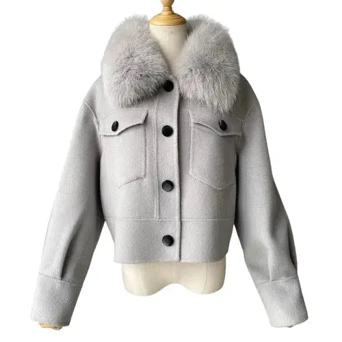 Cashmere jacket with large natural fur collar Family Shopolf