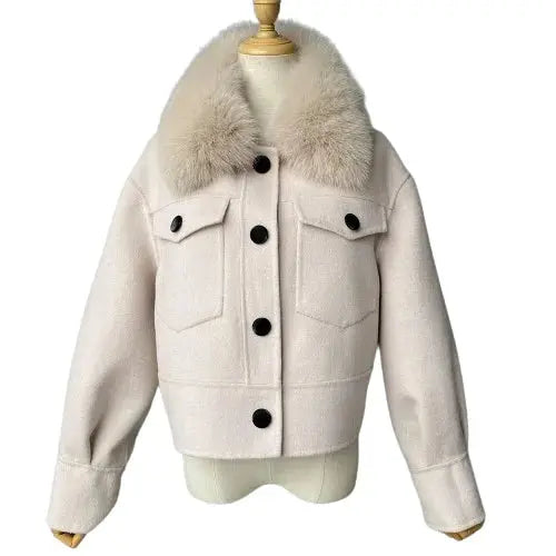 Cashmere jacket with large natural fur collar Family Shopolf