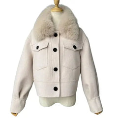 Cashmere jacket with large natural fur collar Family Shopolf