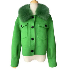 Cashmere jacket with large natural fur collar Family Shopolf
