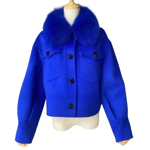 Cashmere jacket with large natural fur collar Family Shopolf