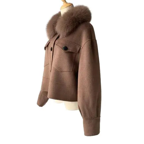 Cashmere jacket with large natural fur collar Family Shopolf