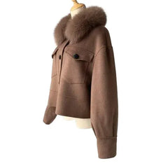 Cashmere jacket with large natural fur collar Family Shopolf