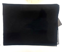 Black fabric swatch on a white background