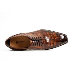Classic Brown Crocodile Norwegian Derby Shoes