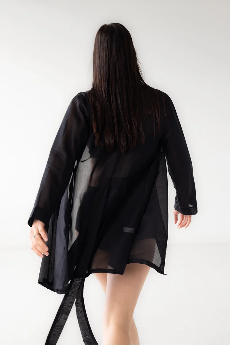 Classic Short Robe Cotton/Silk 33" Salua Lingerie