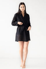 Classic Short Robe Cotton/Silk 33" Salua Lingerie