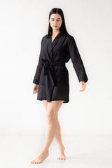 Classic Short Robe Cotton/Silk 33" Salua Lingerie
