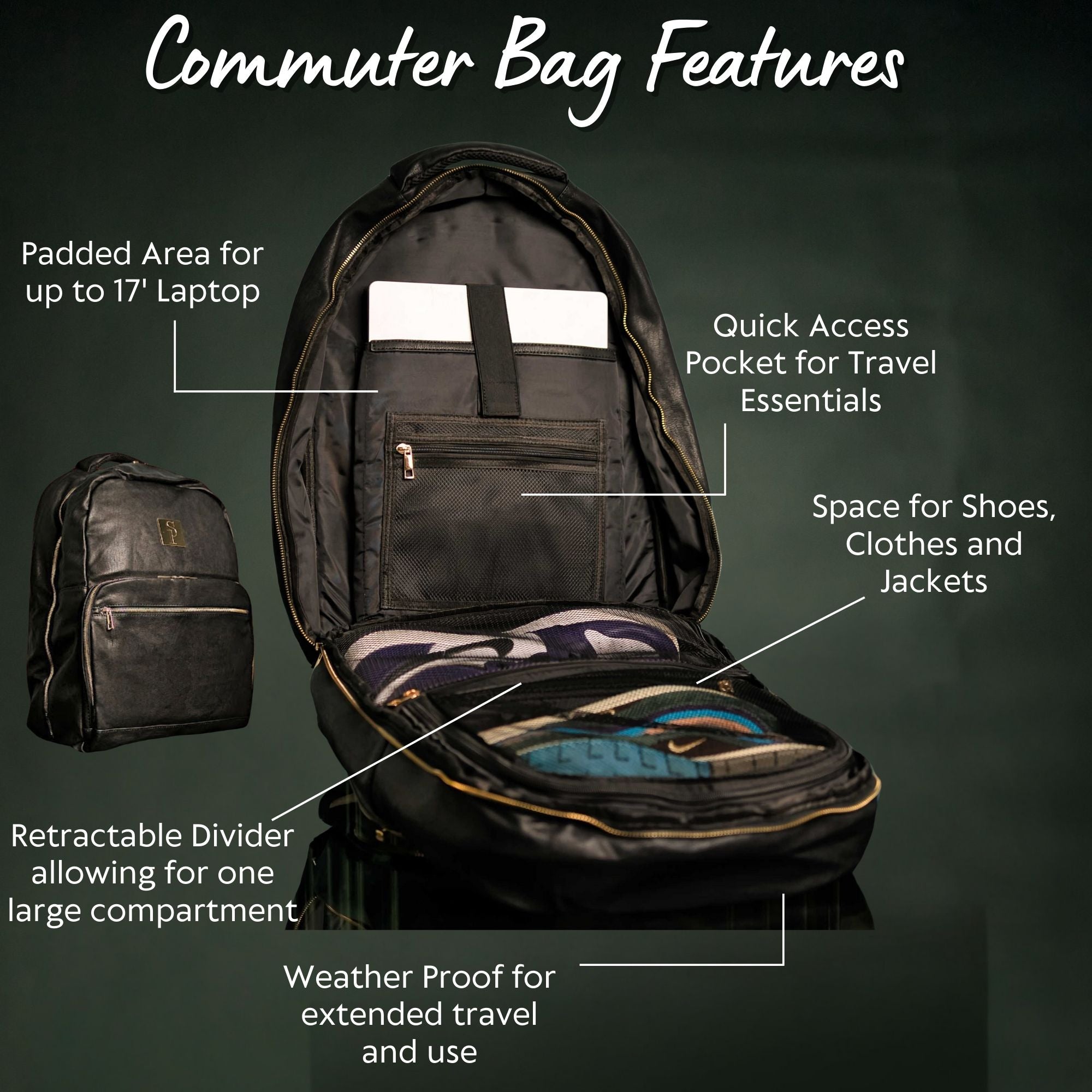 Black Leather Daily Commuter Bag XL Sole Premise