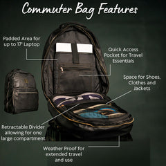 Black Leather Daily Commuter Bag XL