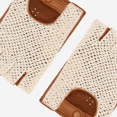 Dario (cognac) - Hand-sewn Italian crochet driving gloves from lambskin leather