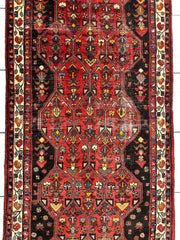 Vintage Persian Hosseinabad Runner Rug - 4’2” x 10’5” - Handwoven Wool, Circa 1950s Rugistan