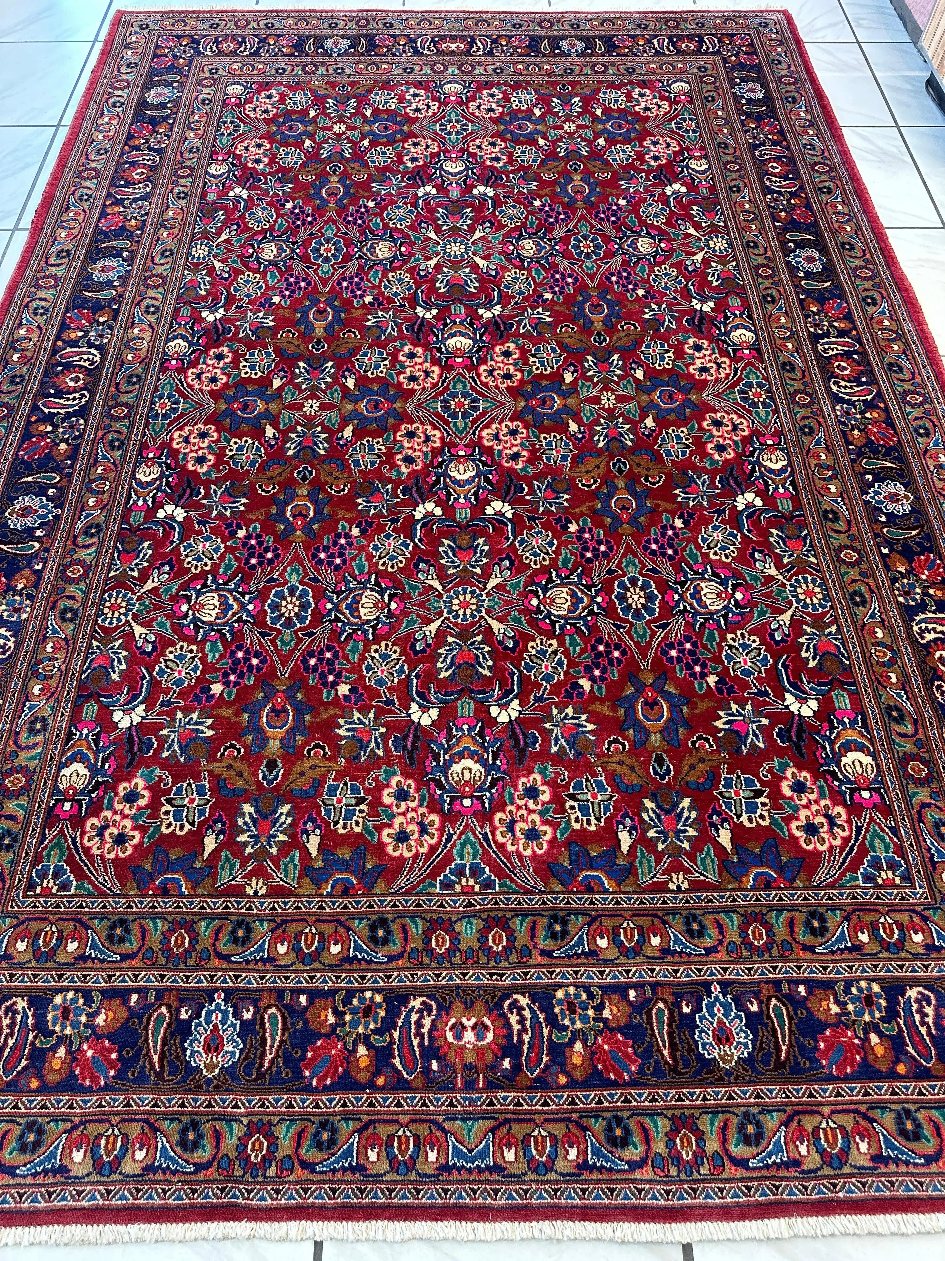 Persian Mashhad I Fine Allover Rug Wool 7 x 10 Rugistan
