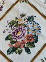 Handmade Needlepoint Floral Wool Rug – 9' 7" x 13' 5" – Vintage European Tapestry Style Rugistan