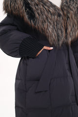 Rei Genuine Fur Trim Hooded Down Coat in Navy Alaska® Outerwear Company