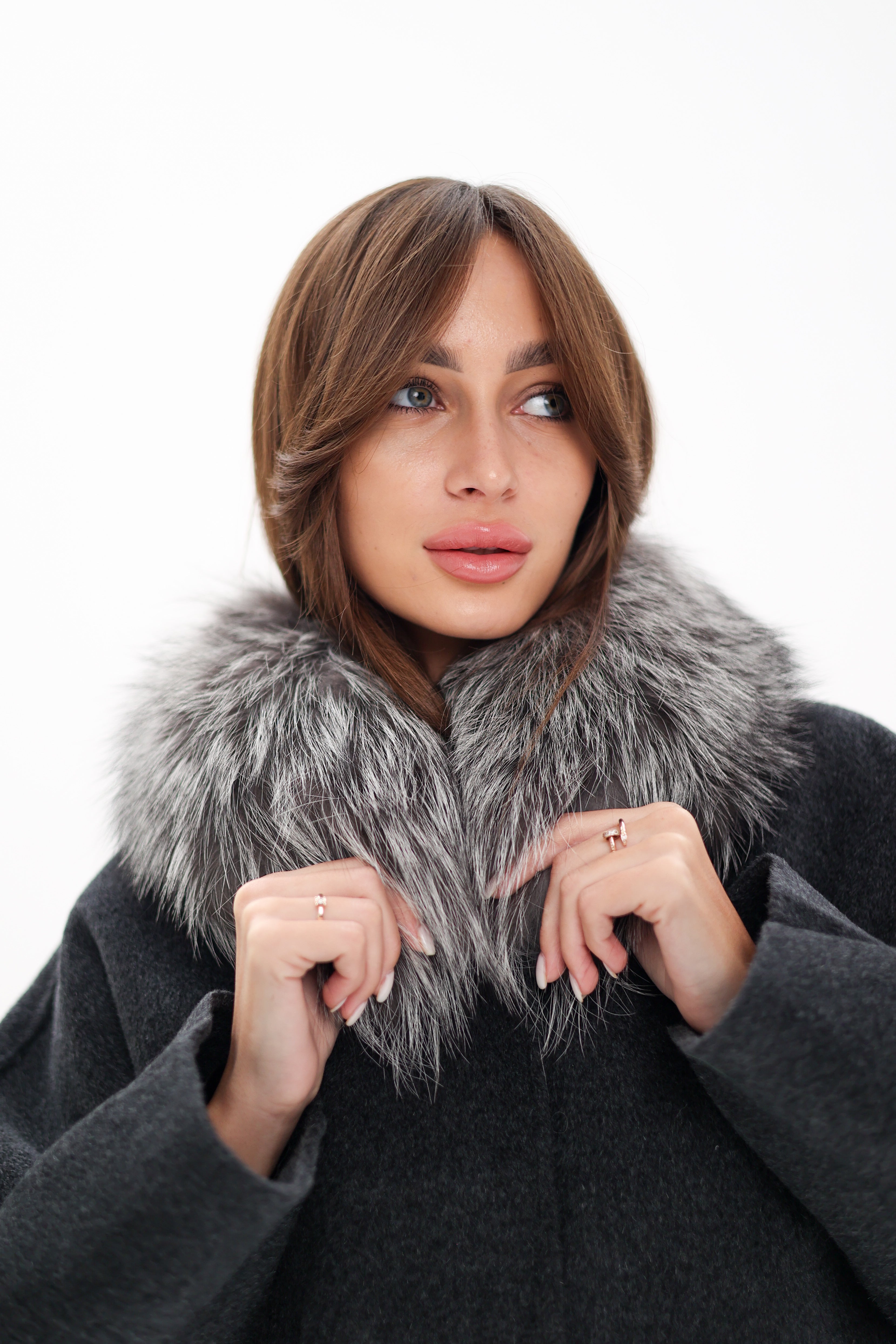 Genuine Silver Fox Fur Virgin Wool Coat Alaska® Outerwear Company