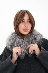 Genuine Silver Fox Fur Virgin Wool Coat Alaska® Outerwear Company