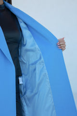 Classic Brushed Cashmere Wool Blend Overcoat in Azure