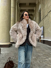 Faux Fur Coat with Leather Belt Alaska® Outerwear Company