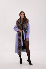 Genuine Silver Fox Virgin Wool Wrap Coat in Lavender Alaska® Outerwear Company