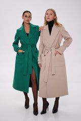 Eliza Classic Cashmere Wool Blend Overcoat in Nude