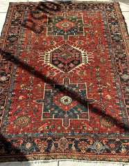 KARAJA Persian Antique Heriz Rug 4'9" x 6' Rugistan