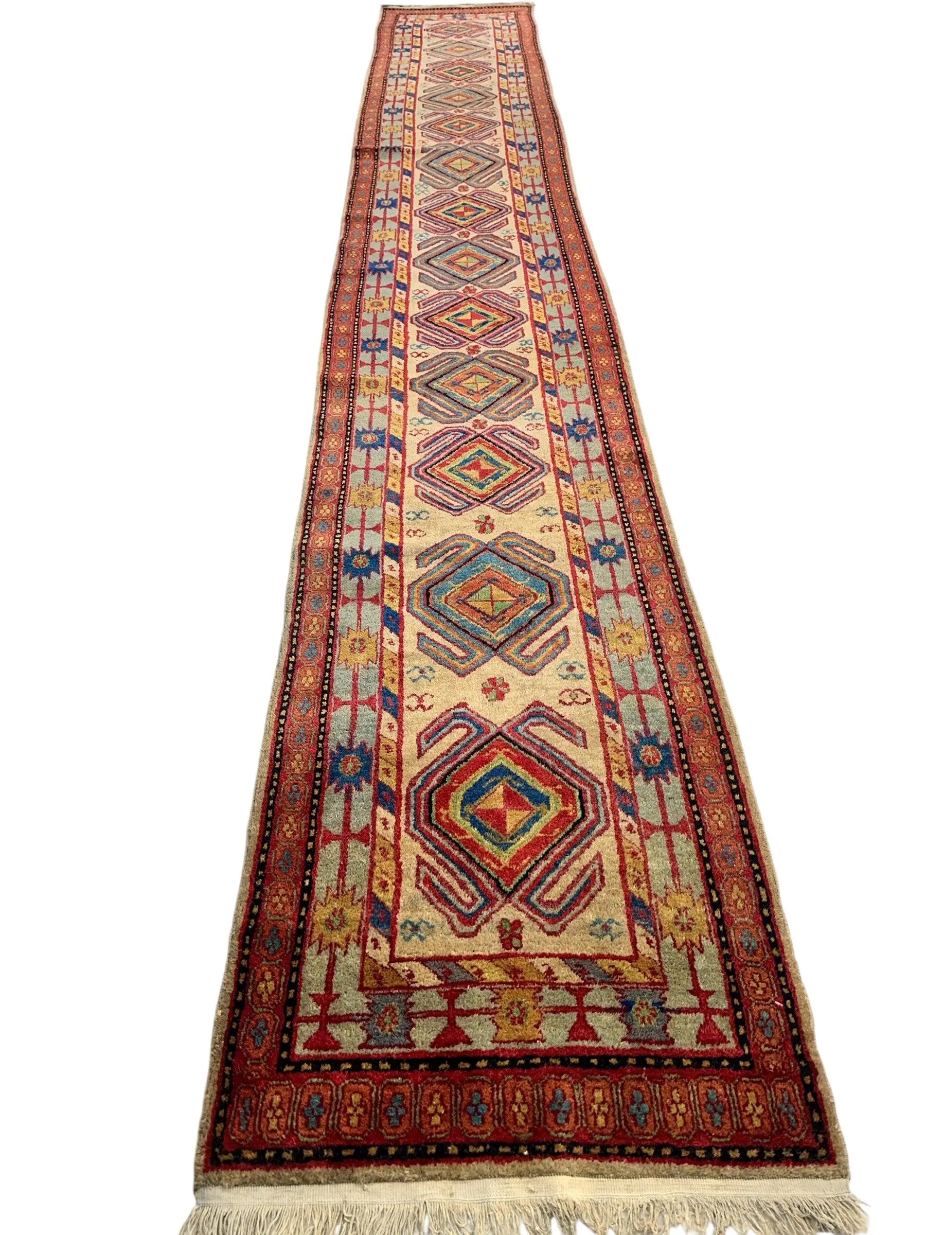 Antique Persian Lambran Runner Rug - 2'5" x 15'7" - Handwoven Wool, Circa 1930s Rugistan