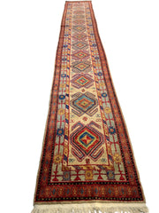 Antique Persian Lambran Runner Rug - 2'5" x 15'7" - Handwoven Wool, Circa 1930s Rugistan