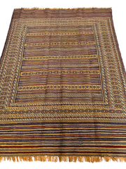 Hand-Woven Afghani Maliki Wool Kilim Rug - 4'5" x 6' Rugistan