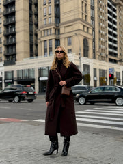 Emily Classic Wool Blend Overcoat in Rich Chocolate