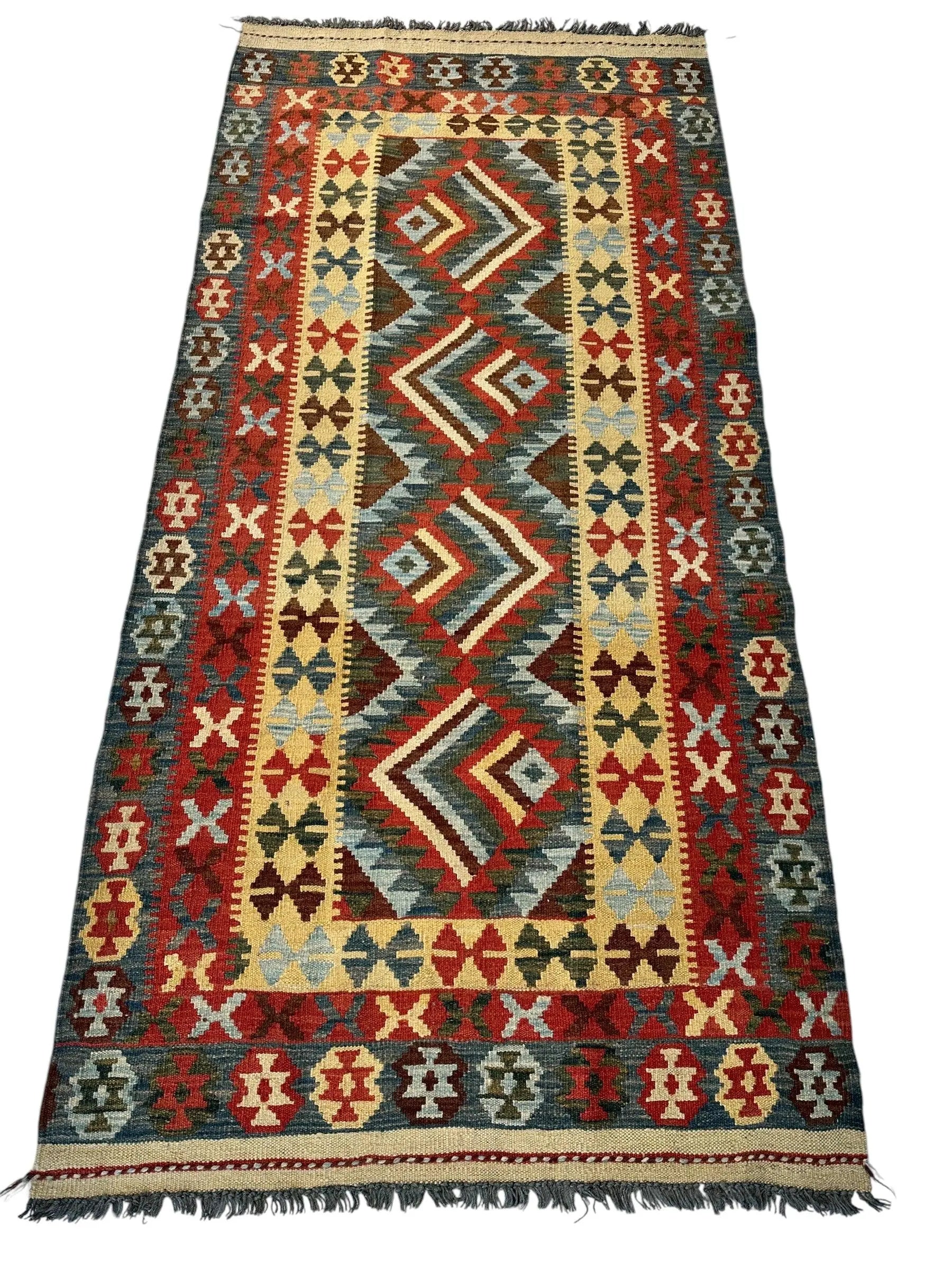 Afghani Maimana Kilim Wide Runner Rug 3’3” x 6’8” Rugistan