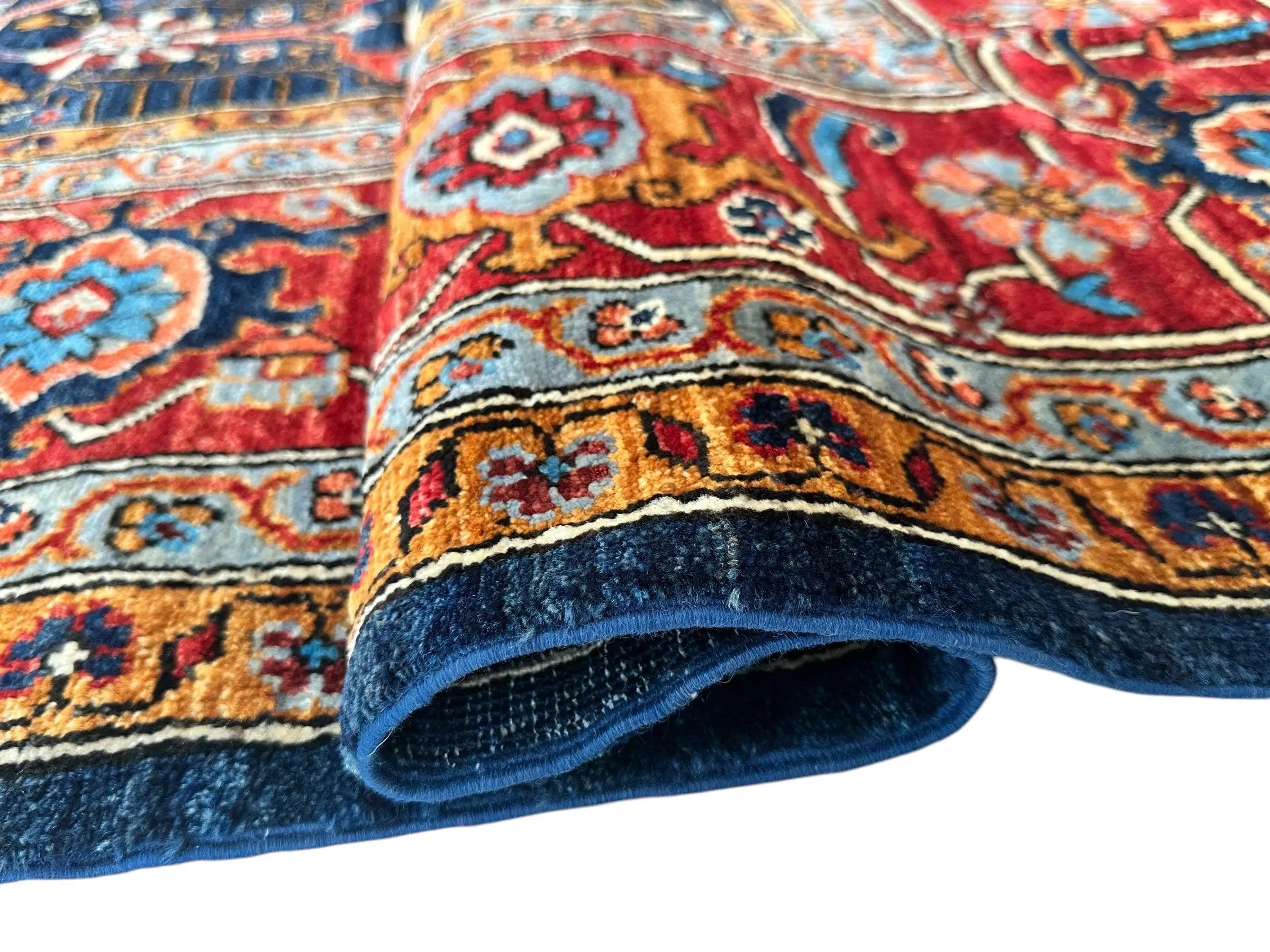 Hand-Knotted Afghani Bidjar Wool Rug – 9’x12’ – Intricate Geometric & Floral Motifs Rugistan