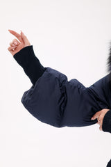 Genuine Fox Fur Trim Down Coat in Royal Blue Alaska® Outerwear Company