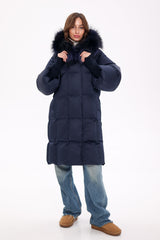 Genuine Fox Fur Trim Down Coat in Royal Blue Alaska® Outerwear Company