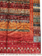 Afghani Khorjin Wool Rug – 7' x 9'10" – Vibrant Geometric & Tribal Patterns Rugistan