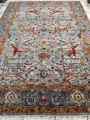 Hand-Knotted Trasitional Serapi Ghazni Wool Rug – 9’1” x 12’ – Intricate Floral Design Rugistan