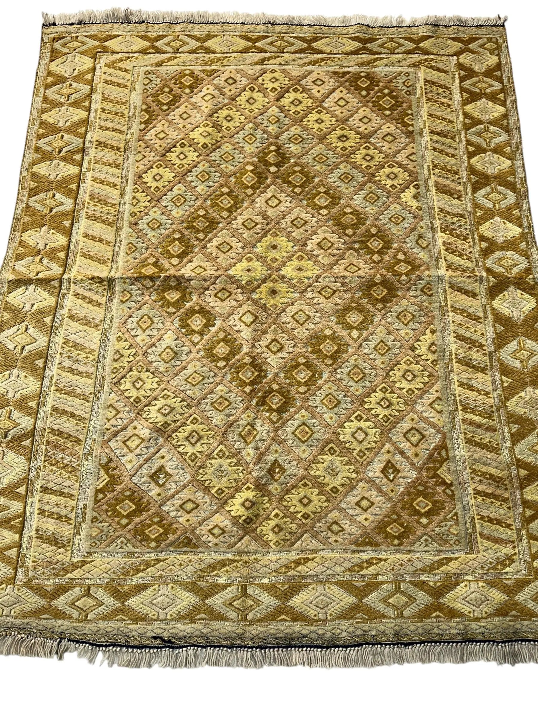 Hand-Knotted Afghani Nakhunak Wool Rug - 4' x 4'11" Rugistan