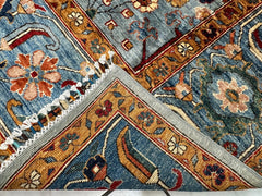 Hand-Knotted Trasitional Serapi Ghazni Wool Rug – 9’1” x 12’ – Intricate Floral Design Rugistan