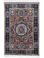 Hand-Knotted Afghani Blue & Brown Mamluk Wool Rug – 40” x 62” Rugistan