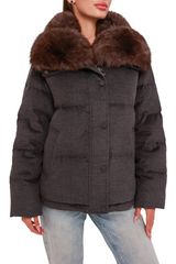 Elisa Genuine Polar Fox Fur Cashmere Effect Down Coat