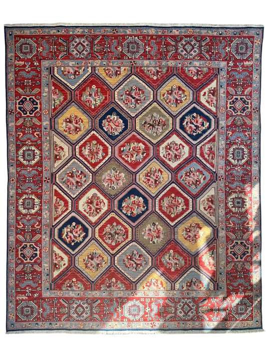 Handwoven Nourison Soumak SK43 Multicolor Area Rug – 7'8" x 9'11" – Professionally Cleaned Rugistan