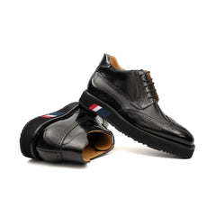 DIVINCH Black Patent Brogue Bootie