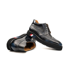 DIVINCH Navy Patent Brogue Bootie